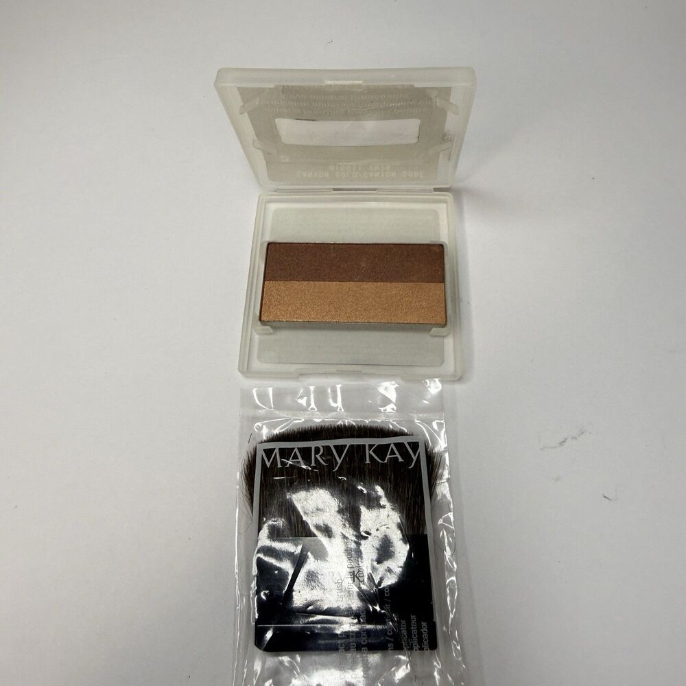 Vtg Mary Kay GOLD CANYON Cheek Color Blush 016611 .22oz NOS MK Brush Lot